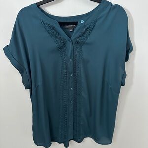 Torrid Teal Lace Accent Blouse